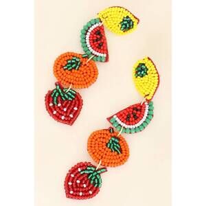 NEW SOPHIA COLLECTION women's 4 tier beaded fruit long dangle earrings in tropic